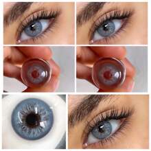 Lalens Lentes de contacto de color azul gris natural de pupila pequeña, 1 par/2 piezas, para ojos marrones oscuros, para belleza, graduación, cumpleaños, vacaciones, verano, otoño, estilo Y2K, maquillaje, fiestas, playa, viajes, campamento, al aire libre, escuela, campus, festivales, decoración, regalo, presente, chica rosa, cosplay, mejor color, encanto, vibra