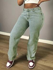 Women's Retro Vintage Minimalist Straight Leg Jeans - Light Wash - View 4