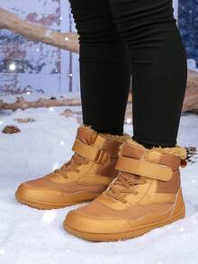 儿童冬鞋，新款冬季童靴，户外露营雪地靴，舒适童鞋，男童鞋，女童鞋 - 棕色 - 查看 4
