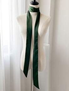 1pc Minimalist Solid Color Silk-Like Scarf, Headband, Waistband, Neckband - Versatile, Narrow Long Strip, Suitable For Daily, Commute, Ball, Banquet, Gift, Performance, Party, Fashionable, High-End, Versatile, Office Attire Decor Accessory For Dress - Black - View 22