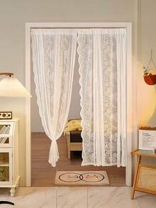 1件/2件优雅法式乡村风格白色花卉蕾丝窗帘和薄纱 - 白色 - 查看 8