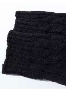 زوج من جوارب الساق الكابلية المحبوكة للنساء للخريف/الشتاء، جوارب دافئة محبوكة بسيطة للخروجات اليومية، جوارب ساق متوسطة الطول للأزياء في عيد الهالوين، Y2k