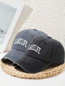 1pc Women's "Lake Life" Outdoor Sports Vintage Distressed Adjustable Beach Baseball Cap, Suitable For Daily Matching In Spring, Summer, Autumn And Winter Winter Accessories Winter Outfits - Multicolor - View 18