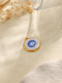 1pc/Pack 304 Stainless Steel Multi-Shape Mother Of Pearl Demon Eye Fashionable Pendant Accessories - Gold - View 5