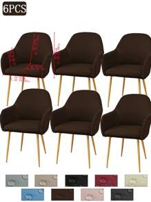 1件/2件/4件/6件装纯色牛奶丝新款弧形薄款座椅套，经典简约设计，防水（非100%防水），防尘，适用于客厅、餐厅、书房等场所，100%涤纶薄款弧形椅套，房间装饰 - 彩色 - 查看 13