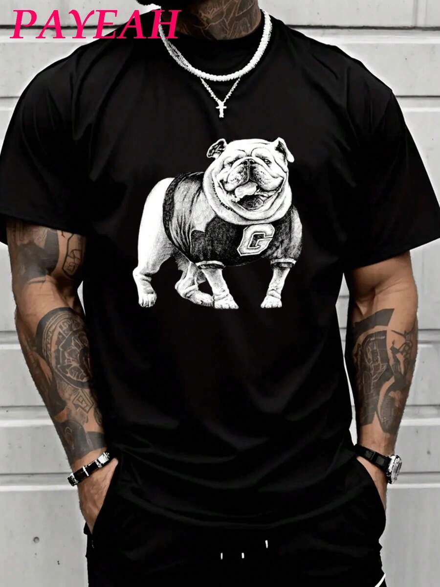 Georgia Bulldogs One Great Dawg Shirt (Single Piece)100% Cotton 220g Heavy Cotton T Shirt100% Heavy Cotton T-Shirt Graphic Tees - 黑色 - 查看 1