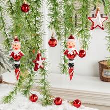 10pcs/8pcs Christmas Decorative Hanging Ornaments Set, Nutcracker Hanging Decorations, Christmas Decorations, Christmas Decor, Christmas, Home Decor Hanging Pendants, Party Decorations, Holiday Scene Arrangement Decorations, Painted Long Pointed Asymmetric Hanging Ornaments, Christmas Tree Ornaments, Shopping Mall Window Display Decorations - Multicolor - View 5