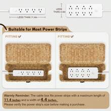 Handmade Cable Management Box - Elegant And Practical Cable Organizer With 2 Open Compartments For Home And Office, TV Cables, Computer Routers, USB Hubs, And Power Supplies. Rattan Cable Hiding Box (Wood) - Yellow - View 3