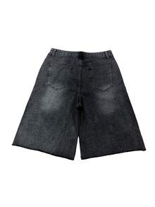 Men's Summer Casual Denim Shorts Knee Length  Letter Embroidered Rhinestone Jeans Shorts - Black - View 3