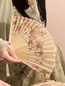 1PC Girls' Bamboo Folding China-Chic Small Fan Tassel Flower Props Costume Ancient Costumedance Bamboo Fan,Photography Props,Elegant, Comfortable And Gorgeous Style,Very Suitable As A Party Gift - Multicolor - View 2