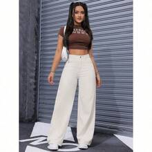 Women's Loose Fit Pocketed Straight Leg Casual Denim Jeans - Apricot - View 5