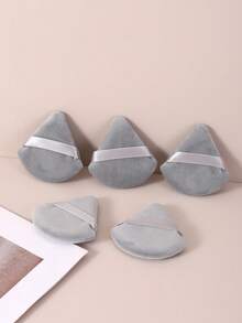 5 件套三角干湿化妆海绵粉扑带肩带，超柔软海绵粉扑适合所有肤质，化妆美容工具 - 灰色 - 查看 3