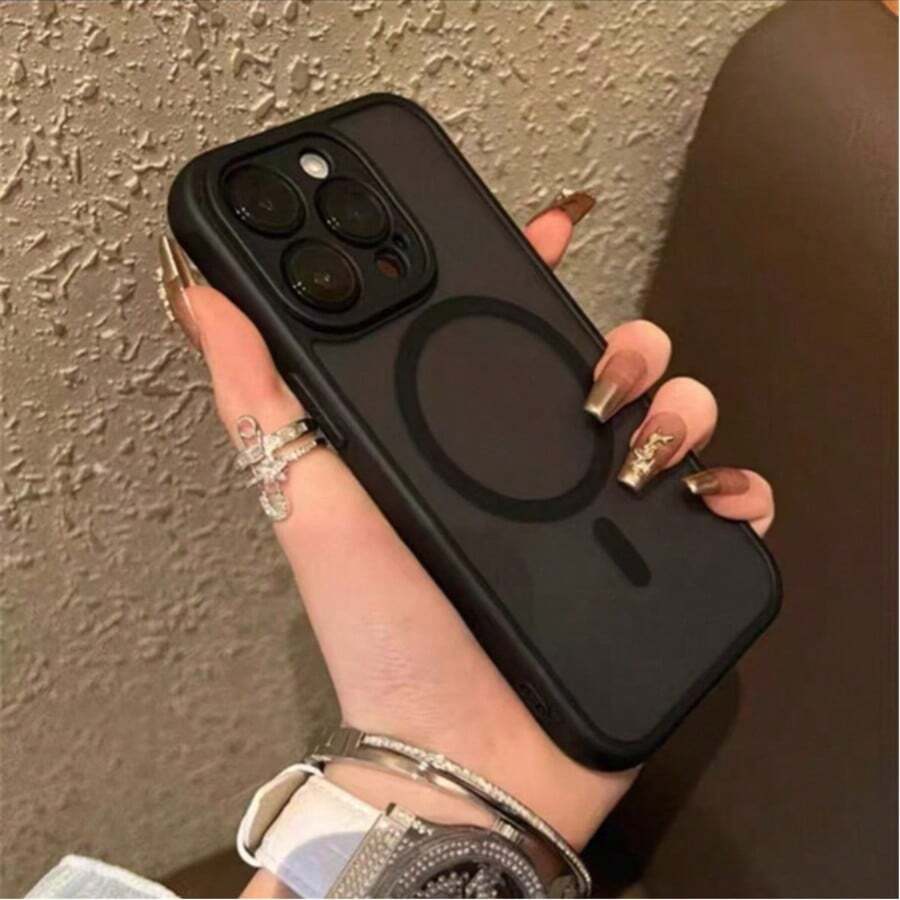 Luxury Matte Wireless Charging Protective Phone Case, Compatible With Apple 16/15/14/13/12/11 Pro Max, Translucent Armor Shockproof, Waterproof, Dustproof, Anti-Scratch - Black - View 1