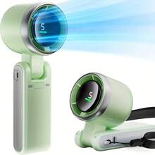 SULVGO 三合一便携式手持/涡轮风扇，5档风速强劲制冷，内置2*1800mAh电池和数字显示屏，可折叠USB/Type-C充电迷你风扇，适用于露营、旅行、室内和户外使用 - 彩色 - 查看 11