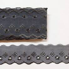 English Embroidery Piece 5cm Wide - 13.70 Meters Long. Embroidered Lace - Xám - Xem 1