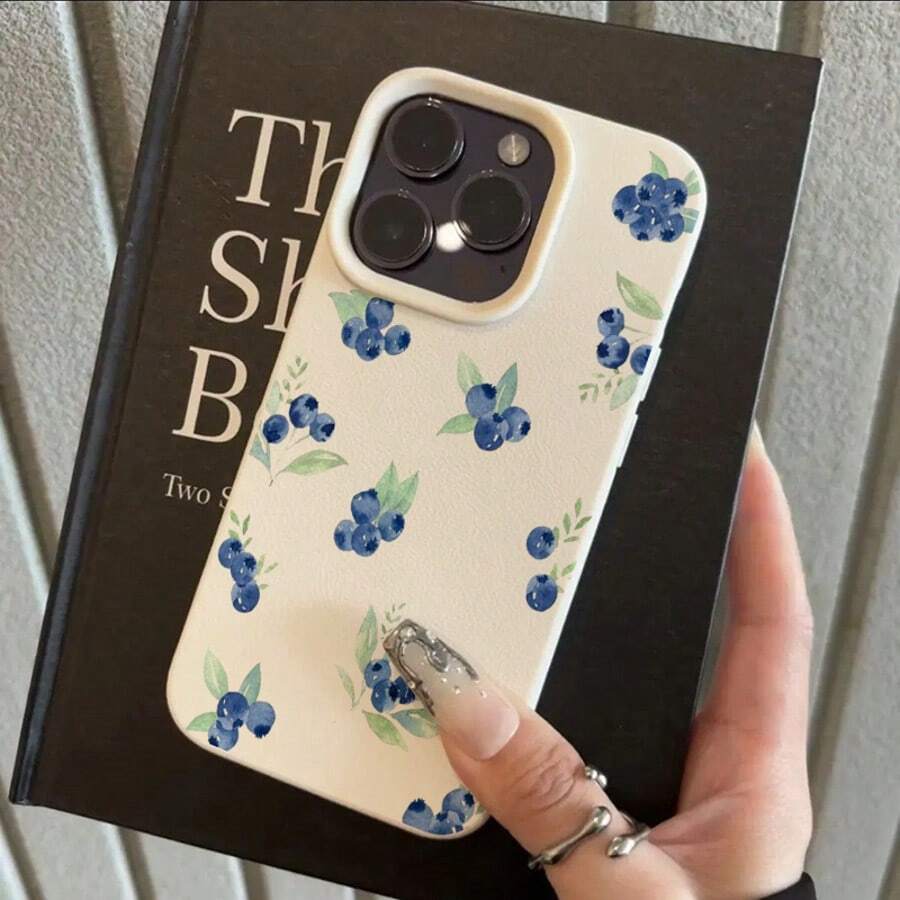 1个TPU材质蓝莓图案手机壳，兼容/等手机，国际版，非国内版 - 白色 - 查看 1