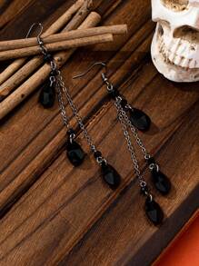 1 Pair Fashion Teardrop Tassel Dangle Earrings, Suitable For Women, Masquerade Ball, Party, Halloween Wear