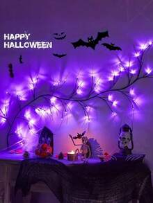 1PC 48 LED Artificial Willow Elm Tree Light, 1.7m Size, USB Powered. These Decorative Fairy String Lights Are Designed For Outdoor Use, Perfect For Gardens, Patios, Yards And Christmas Parties, Wall Bedroom Home Fireplace Indoor Decor, USB Powered Halloween Hanging Lights. Batteries For Branch Lights Are Not Included. - Brown - View 10