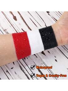 1set Black + White + Red Professional Face & Body Paint Kit With Brush, Large Capacity Makeup Palette For Theater, Halloween Party, Cosplay, Clown