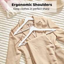 White Solid Wood Non-Slip Coat Hangers, High Quality Solid Wood Coat Rack, Thickened And Load-Bearing Without Deformation Non-Slip Groove Design, Collar Protection, Coat, Suit, Shirt, Light Luxury Wardrobe Storage Device