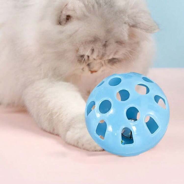 3 件随机颜色的笼鼠减少无聊、乐趣和有趣的玩具套装 - 让您的猫玩得开心并与滚球和老鼠玩具、猫玩具、铃铛球、猫玩具、家庭猫和狗的空心球以及宠物猫玩具互动 - 彩色 - 查看 5