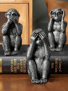 Bộ 3 tượng khỉ thông thái - Không nhìn thấy điều ác, không nghe thấy điều ác, không nói điều ác - Tượng khỉ bằng nhựa, thích hợp trang trí văn phòng và nhà cửa, lựa chọn quà tặng ý nghĩa. - Nhiều màu - Xem 2