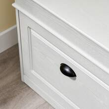 SoBuy Shoe Bench With Seat Cushion, Storage Space, Shoe Cabinet, Shoe Rack, Narrow, Space-Saving Bench With Storage Space For Hallway, Living Room, Bedroom, White Vintage Wood Grain Effect FSR82 - 61x51x24cm White - View 10