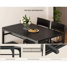 Kitchen Table And 2 Chairs For 4 With Bench, 4-Piece Dining Table Set For Small Space, Apartment - Black - View 7