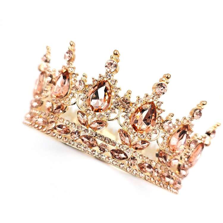 1 件精美水晶大皇冠蛋糕装饰皇冠蛋糕装饰适用于女孩生日派对蛋糕装饰 - 彩色 - 查看 18