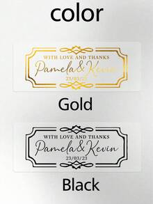 30-300Pcs Custom Wedding Stickers,Personalize Name Label Stickers,Customizable Text Transparent Stickers,Customized Thank You Stickers,Wedding Favor Stickers,Gold Stamping Rectangle,Bride And Groom,Birthday Gifts,Anniversary,Christmas,Bridesmaids,Invitations,Gift Box,Men,Women,Sisters,Unique Gifts