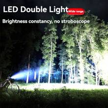 KENSUN 1PC Powerful Bicycle Light Night Riding Bike Headlight With Buckle USB Rechargeable Strong 2-In-1 Waterproof Cycling Flashlight - Black - View 5