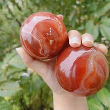 1 Stück Karneol Kristallkugeln mit QUARZ Einschlüssen, rote Achat Kristallkugeln, Kristall Dekoration, exquisites Urlaubsgeschenk - Verschiedenfarbig - Übersicht 3