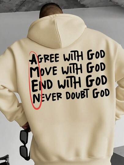 Men's Autumn/Winter Faith Power Graphic Hoodie Sweatshirt, Slogan & Attitude