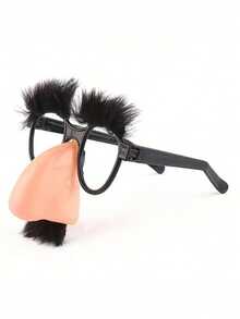 2pcs/1pc Funny Retro Black & White Mustache Plastic Nose Glasses, Birthday Party Magician Prank Masquerade Decorations - Multicolor - View 5