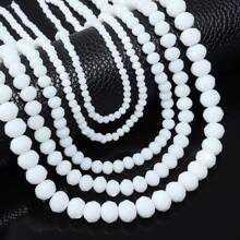 1pc White Ceramic Faceted Abacus Crystal Flat Bead, Fashionable Versatile All-Match Handmade DIY Beading Supplies, Suitable For Making Bracelets, Necklaces, Jewelry, Funky Jewelry, Phone Straps, Keychains, Wholesale Beads