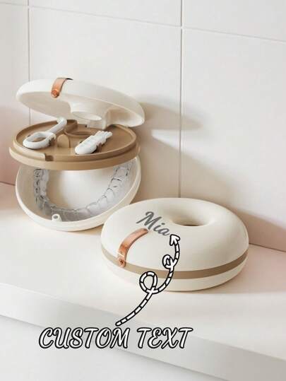 Personalized Custom Name Portable Dental Retainer Box, Denture And Child Orthodontic Appliance Storage Box.