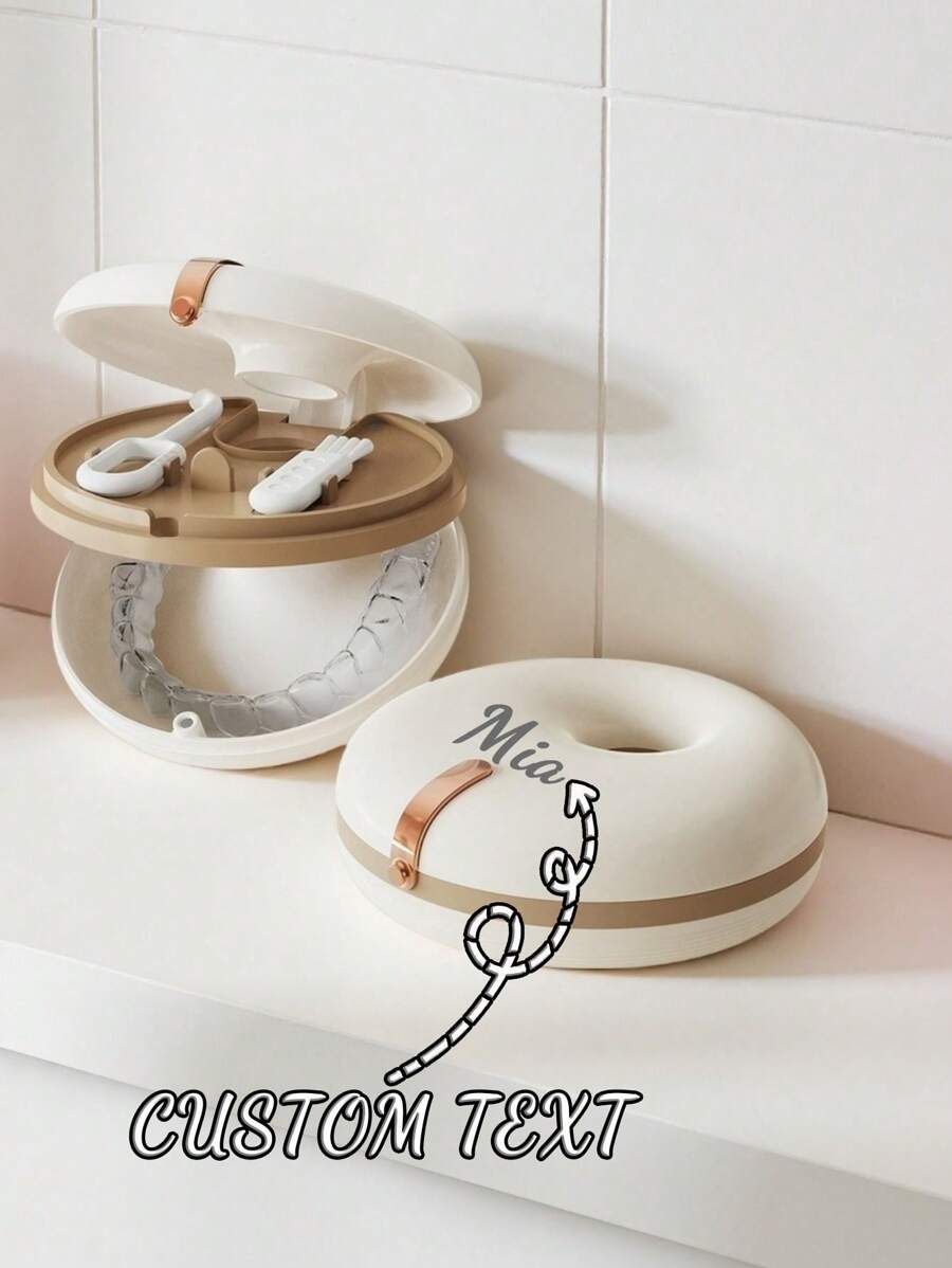 Personalized Custom Name Portable Dental Retainer Box, Denture And Child Orthodontic Appliance Storage Box.
