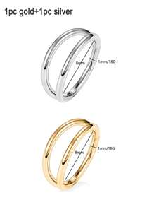 1pc 18g/20g Stainless Steel Double Line Nose Ring Septum Hoop Nose Ring Lip Ring Earring Conch Piercing