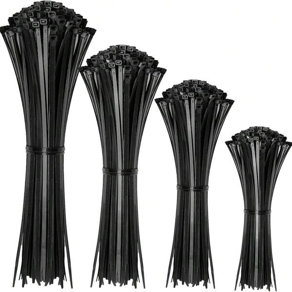Cable Zip Ties,100 Pack Black Assorted Sizes 8+6+4 Inch,Multi-Purpose Self-Locking Nylon Cable Cord Management ,Plastic Wire Ties For Home,Office,Garden,Workshop.