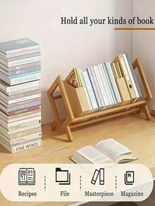 简约魅力，竹制桌面书架 - 多层储物架，是家庭办公室装饰的理想之选，坚固的天然材料，非常适合存放书籍和用品，实用的置物架。
