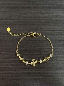 1 pieza Pulsera exquisita, elegante, lujosa, única y hermosa con flor de iris y circonita cúbica para mujer, para uso diario, vacaciones, festivales de música, aniversario, regalo de pareja, regalo para ella