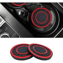 2PCS Car Cup Holder Coasters |   2.75 Non-Slip Anti-Dust Mats Car Interiors |   Inserts (Red) - Red - View 7