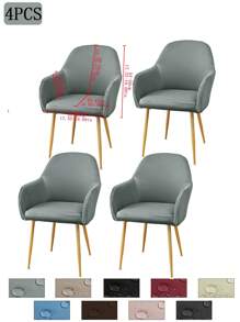 1件/2件/4件/6件装纯色牛奶丝新款弧形薄款座椅套，经典简约设计，防水（非100%防水），防尘，适用于客厅、餐厅、书房等场所，100%涤纶薄款弧形椅套，房间装饰 - 彩色 - 查看 37