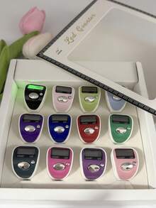 12 قطعة/علبة عداد خواتم إلكتروني، عداد خرز الصلاة العربية الشرقية، تصميم ملون خفيف الوزن، عداد عادي وعداد رؤية ليلية بالإضاءة الخافتة، شاشة عرض رقمية مريحة لعد الصلوات، تتبع التمارين، هدايا المناسبات وغيرها - متعدد الألوان - مشاهدة 11