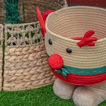 1pc Christmas Desktop Storage Small Monster, Cartoon Cotton Rope Storage Basket, Snacks Toys Organizer Basket, Decorative Ornament