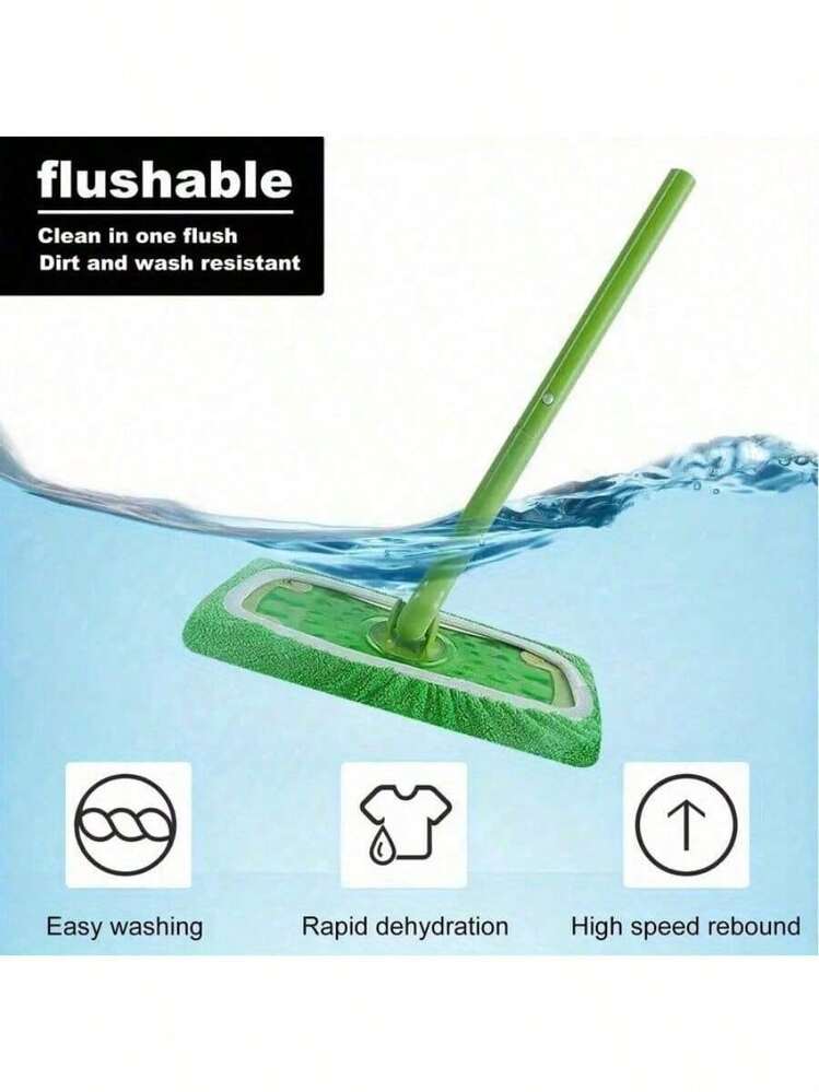 12/6 片可重复使用超细纤维拖把垫 - 超强吸水耐用干湿清洁布，适用于硬木地板、瓷砖和亚胶地板，带松紧带设计，绿色，可与标准拖把一起安装 - 綠色 - 查看 6