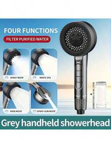 1 st handhållet högtrycksduschmunstycke med superstark stråle, levereras med 8 st importerade filter / enkel att installera, ingen el krävs, lämplig för hemmabruk, badrumstillbehör | Praktiska badrumstillbehör | Iögonfallande duschmunstycke, duschmunstycke och slang badrumstillbehör badrumsverktyg - Multifärgad - Visa 2