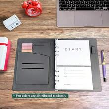 A5 Binder Refillable Notebook - Elegant Hardcover, 160 Pages Of 100G Thick Paper, 6-Ring Design With Pen Loop And Pockets - Ideal For Writing, Travel, Work, And School (Pink)-209586 - Màu tím - Xem 8
