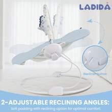 Portable Automatic Baby Rocking Chair With Music & Vibration, Removable Bar, Adjustable Recline, For Babies 0–6 Months, Max 9kg - Blue - View 3