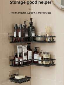 2/3/4 件套浴室置物架，包含转角淋浴置物架、壁挂式皂碟、洗发水架和肥皂架，适合家居浴室装饰，黑色浴室收纳架，洗发水架，浴室，浴室配件，浴室装饰，生日装饰，新年礼物，情人节礼物 - 黑色 - 查看 11